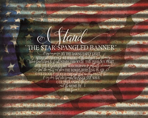 Framed I Stand American Flag on Metal Print