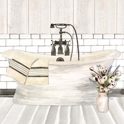 Framed Farmhouse Bath I Tub Print