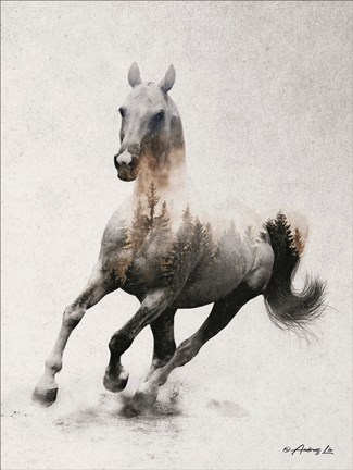 Framed Galloping Stallion Print