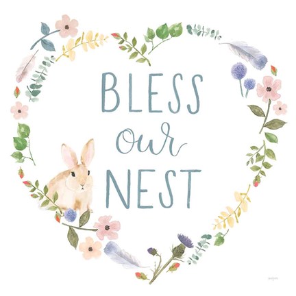 Framed Spring Sentiments VII Bunny White Print