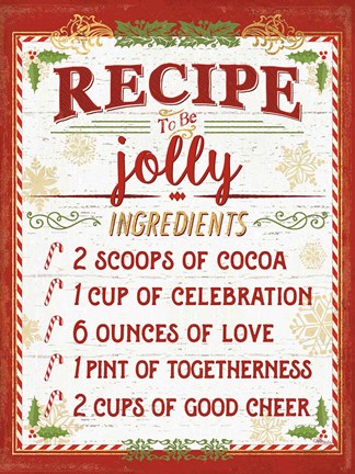 Framed Holiday Recipe III Script Print