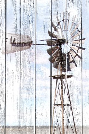 Framed White Washed Windmill Print