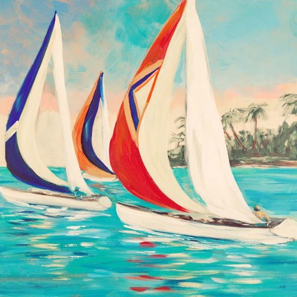 Framed Sunset Sails II Print