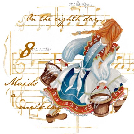 Framed Eight Maids a-Milking Print