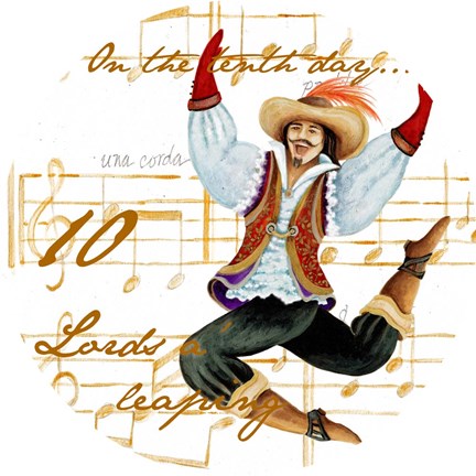 Framed Ten Lords a-Leaping Print