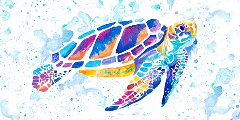 Framed Vibrant Sea Turtle Print