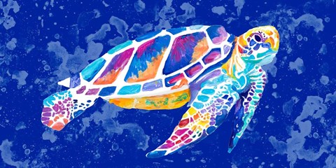 Framed Vibrant Blue Sea Turtle Print