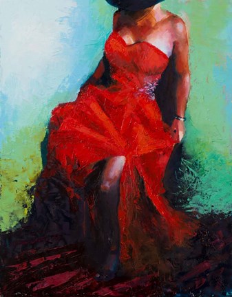 Framed Lady in Red Print