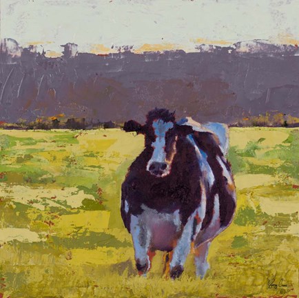 Framed Fat Cow in the Field Print