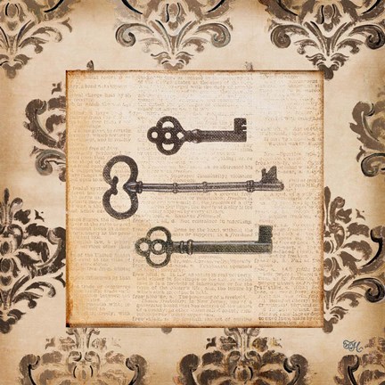 Framed Vintage Keys I Print