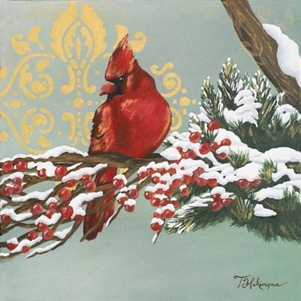 Framed Winter Red Bird I Print