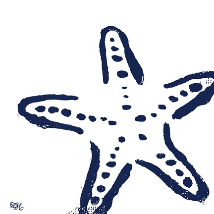 Framed Coastal Navy on White II Print