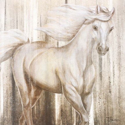 Framed Horse on Grass Abstract Print