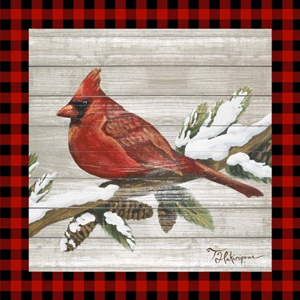 Framed Winter Red Bird IV Print