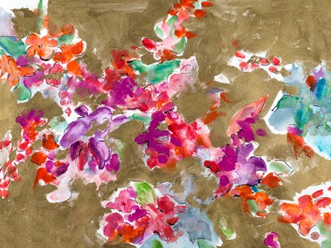 Framed Spring Florals on Gold Print