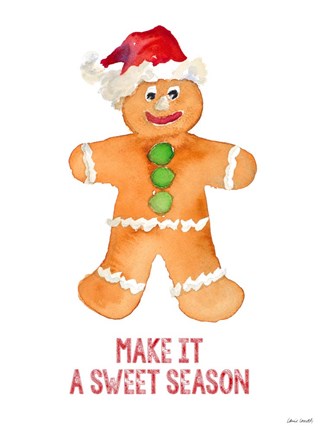 Framed Holiday Gingerbread Man I Print