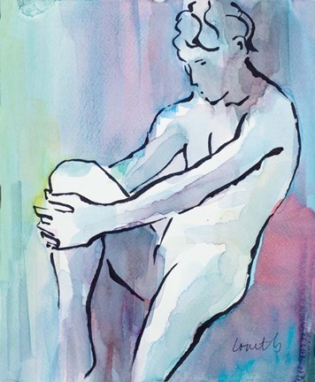 Framed Seated Male Figure Print