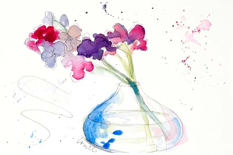 Framed Colorful Flowers in Clear Vase II Print