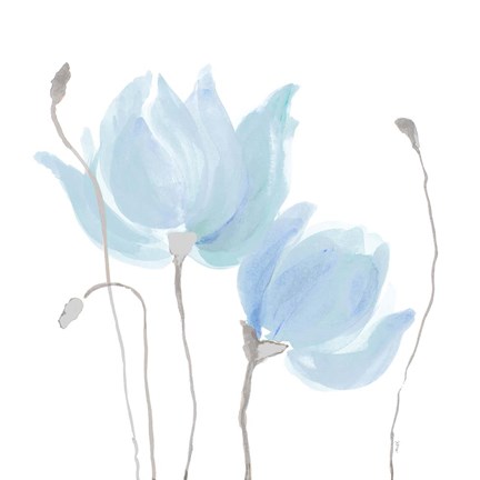 Framed Floral Sway Blue I Print