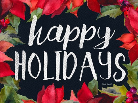 Framed Poinsettias and Greetings II Print