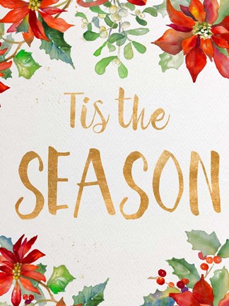 Framed Holiday Poinsettias I Print