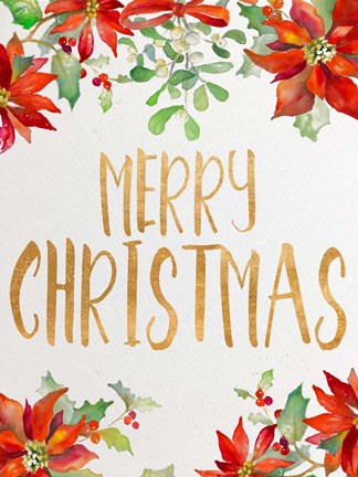 Framed Holiday Poinsettias II Print