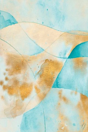 Framed Teal &amp; Gold Fantasy I Print