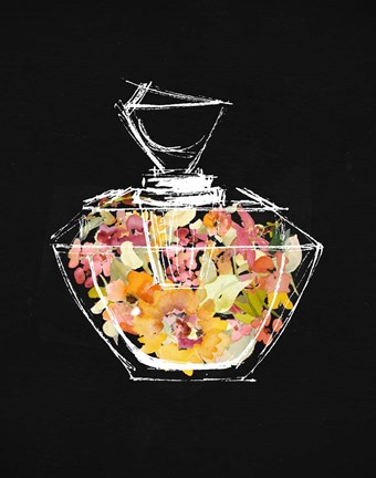 Framed Crystal Watercolor Perfume on Black II Print