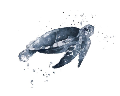 Framed Navy Ink Turtle II Print