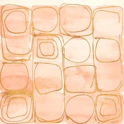 Framed Circular Squares of Peach Print
