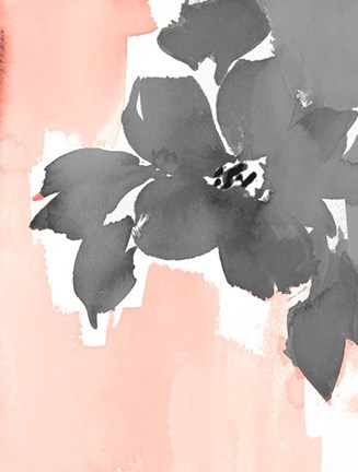 Framed Gray Modern Fleur II Print
