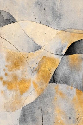 Framed Grey and Gold Fantasy I Print