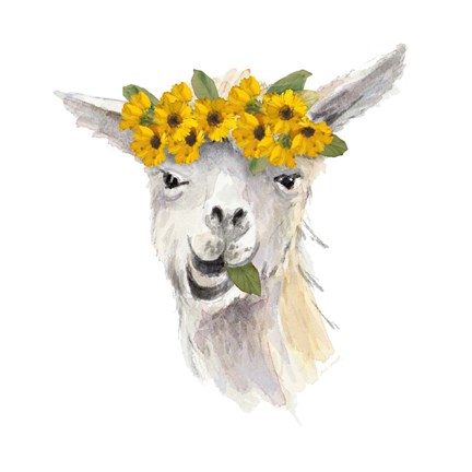 Framed Floral Llama I Print