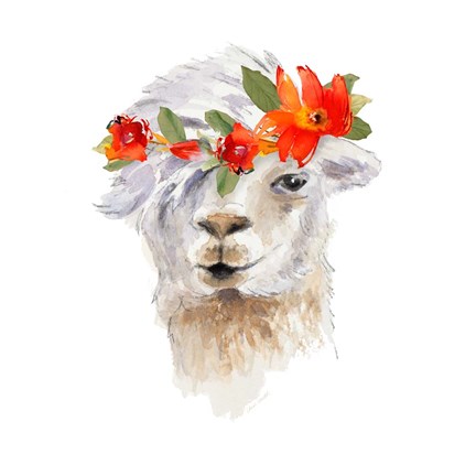 Framed Floral Llama II Print