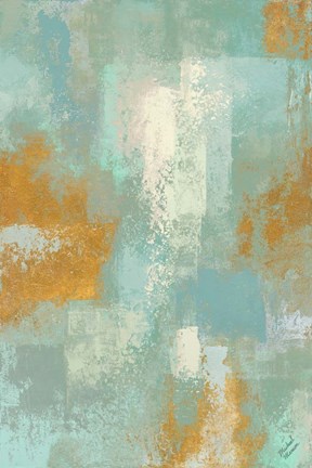 Framed Escape into Teal Abstraction I Print