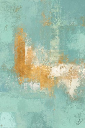 Framed Escape into Teal Abstraction II Print