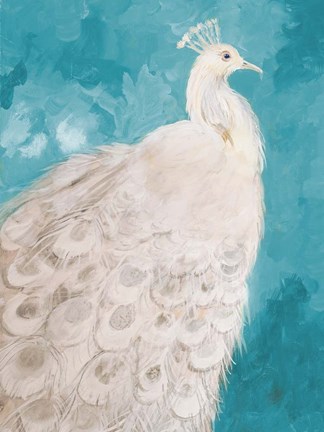 Framed Royal Plume on Teal Print