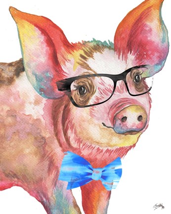 Framed Nerdy Pig Print