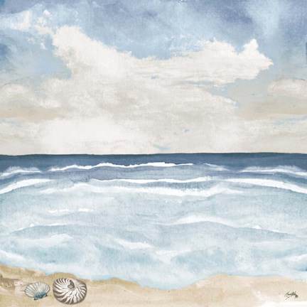 Framed Evening Coast View I Print