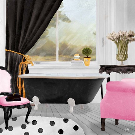 Framed Pop of Pink Bath II Print