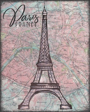 Framed Map of Paris Print
