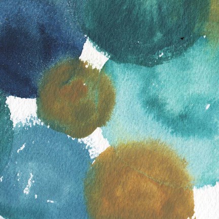 Framed Teal Watermarks Square III Print