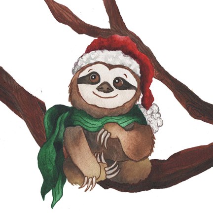 Framed Christmas Sloth I Print
