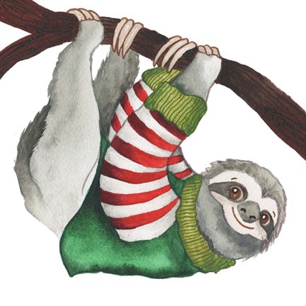 Framed Christmas Sloth II Print
