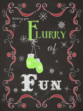 Framed Let it Snow Chalk Art I Print