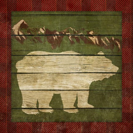 Framed Rustic Nature on Plaid I Print