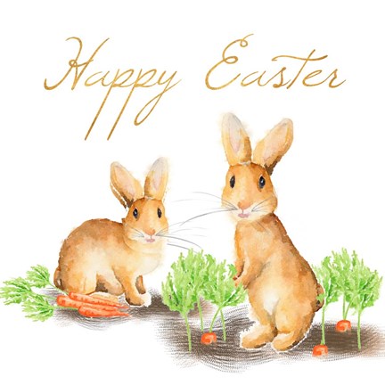 Framed Happy Easter Spring Bunny I Print