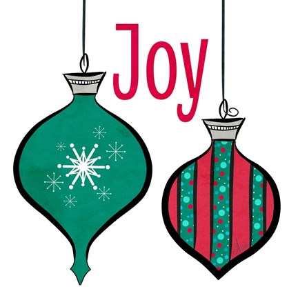 Framed Joyful Christmas Ornaments II Print