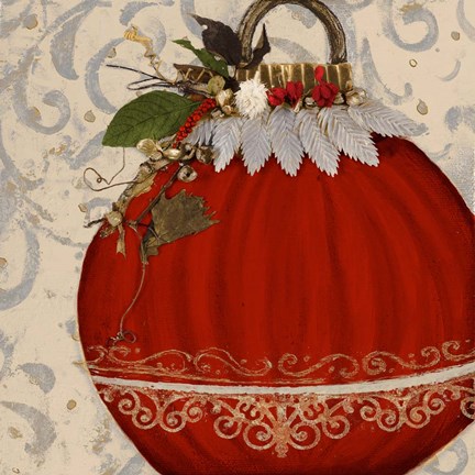 Framed Red Ornament II Print