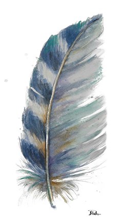Framed White Watercolor Feather I Print